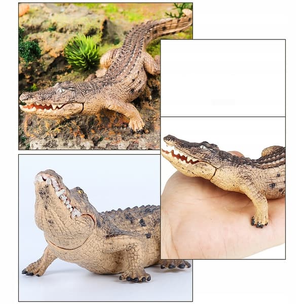2 PLASTIC CROCODILE FIGURINES, DECORATIVE MODEL