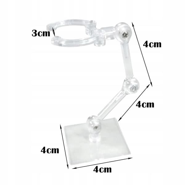 Hobby Action Figure Stand Base – Adjustable angle, plastic, 4-pack, clear, 4x4cm
