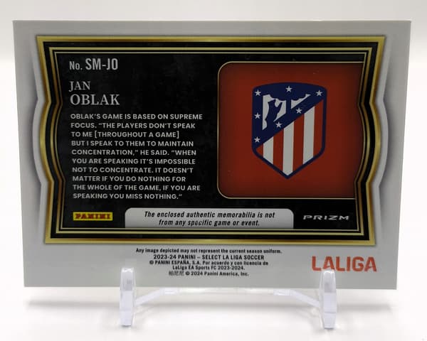 PANINI SELECT 2023/2024 LA LIGA JAN OBLAK ATLÉTICO DE MADRID JERSEY PATCH