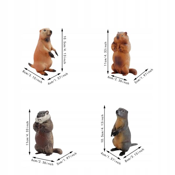 4 marmot figurines – Model figurines, decorative items, collectables, realistic