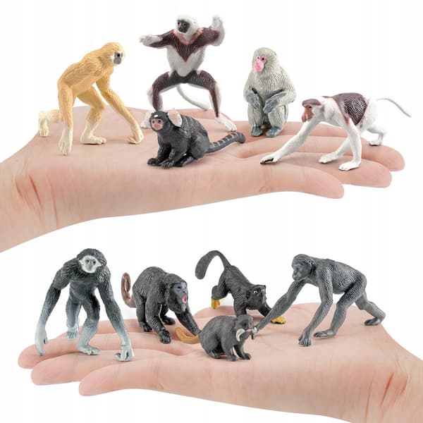 10 Plastic Mini Orangutan Monkey Figurines – ‘Tiny Jungle’ Party Favours