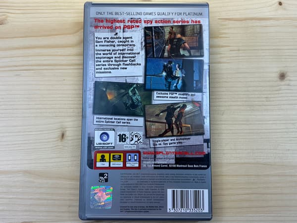 SPLINTER CELL ESSENTIALS – game disc in very good+ condition, complete PSP set