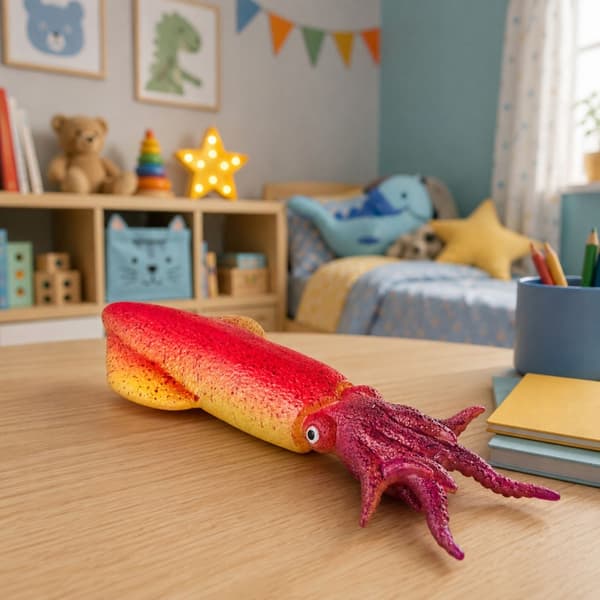 Rubber Squid Figurine – Stretchable, Realistic Sea Creature, 14 cm