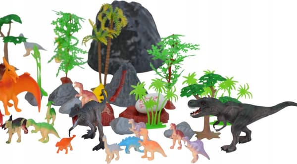 LARGE DINOSAUR FIGURINE SET IN A BOX DINOSAUR SET IN AN EGG-SHAPED CASE
