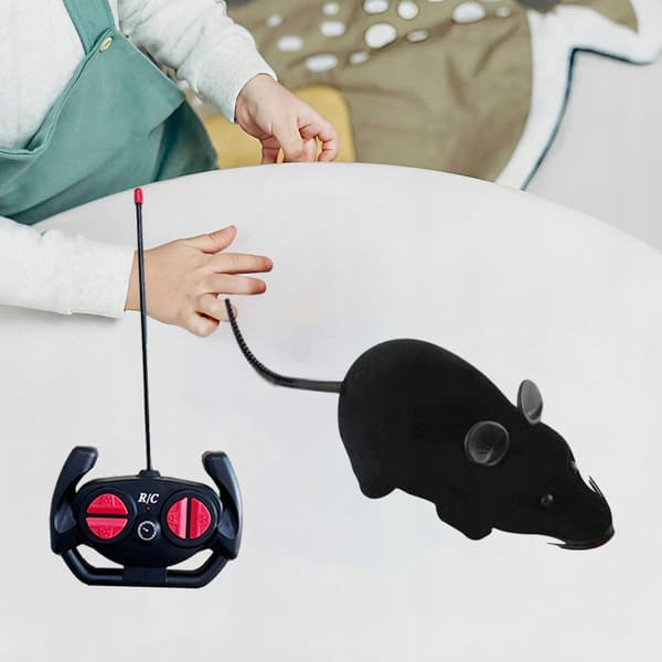 Fote Control Mouse Toy, Simulation Mouse Model Pets Electronic Toys - Black