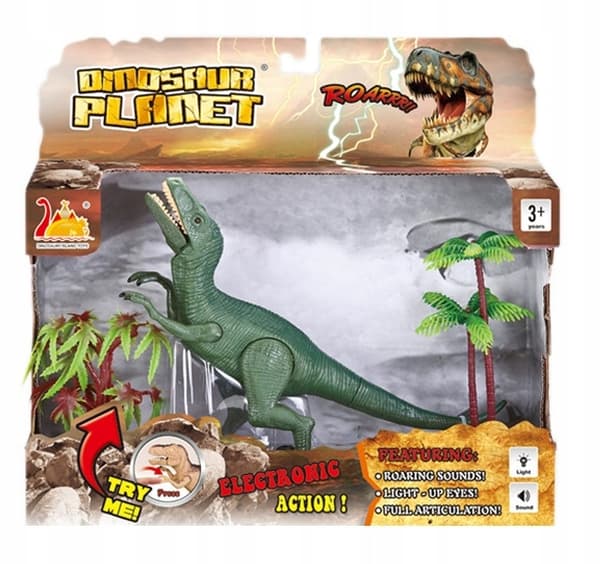 GREEN BATTERY-POWERED DINOSAUR WITH LIGHT EFFECTS AND SOUND