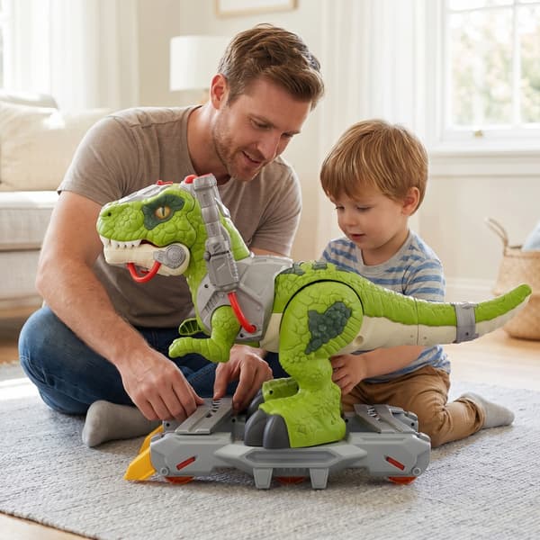 T-Rex dinosaur: large, interactive, moves, walks, roars, lights up – for children