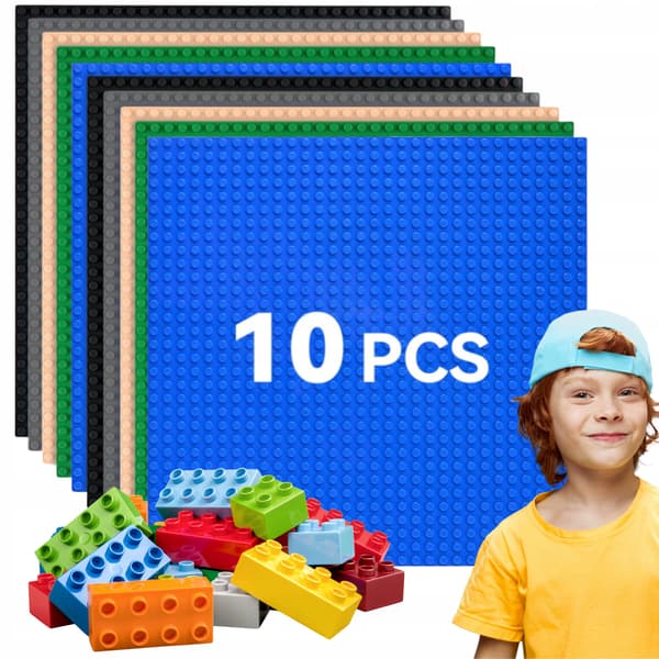 10x CONSTRUCTION PLATES FOR BUILDING BLOCKS, 25.5 x 25.5 cm – BASE PLATE FOR BUILDING BLOCKS