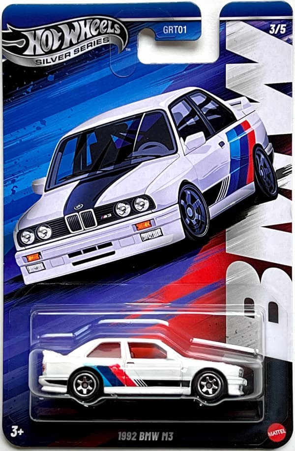 HOT WHEELS 1992 BMW M3 E30 Silver Series, white M POWER