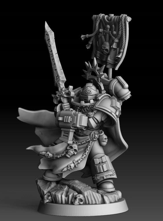 Silver Wardens Purificatus Swordmaster – proxy miniature for board games/D&D/GURPS