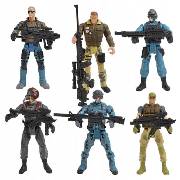 6-piece Kids' Plastic Soldier Model Playset with Smooth Edges