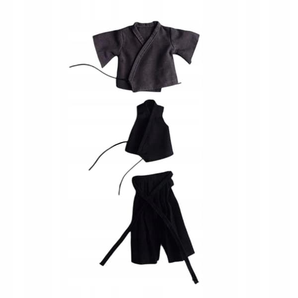 1:12 Action figure Doll’s clothes Samurai uniform, fabric, grey and black