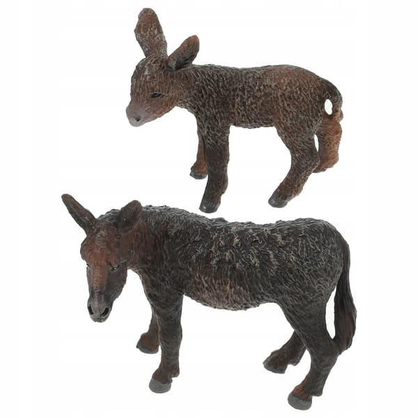 2 DONKEY FIGURINES, PLASTIC, DESK DECORATIONS