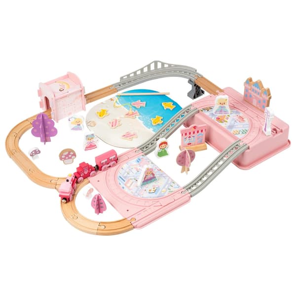 Princess Train Playset: Elevated Bridge – Wooden Train Track Set – Ingenious