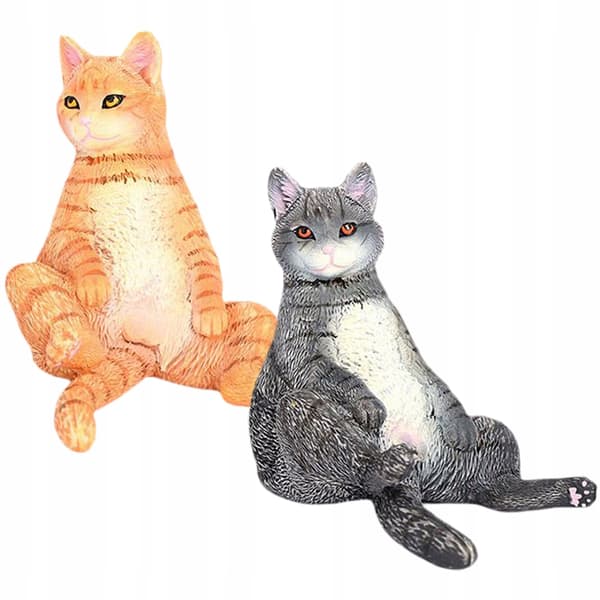 2 COLOURFUL CAT FIGURINES FOR INTERIOR DECORATION