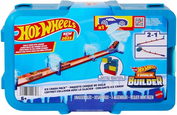 HOT WHEELS TRACK BUILDER ICE CRASH TRACK SET + HKX40 CAR