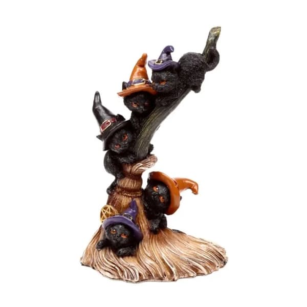Puckator figurine: Black cats on a witch’s broomstick