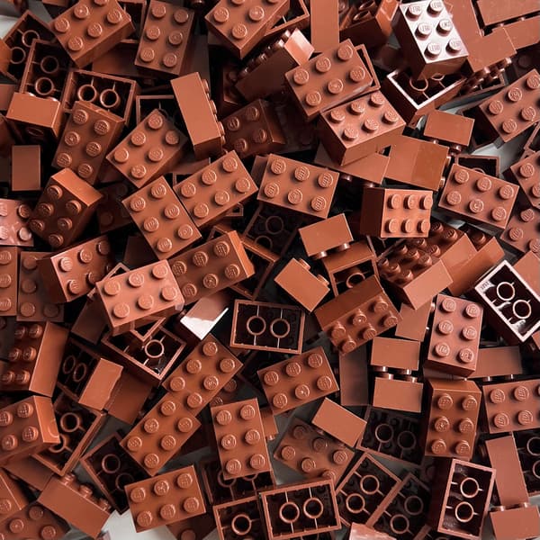 LEGO 2x3 brown bricks, 100 pieces, 3002 REDDISH BROWN brick