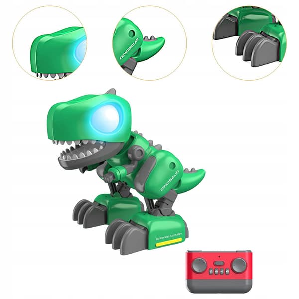 Mechanical Dinosaur Toy, Dinosaur Sounds, 3D Puzzle, Interactive RC Toy, green