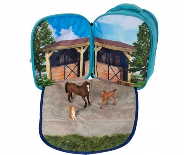 BACKPACK WITH HORSE AND RABBIT FIGURINES