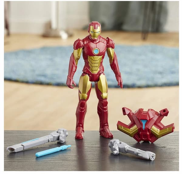 HASBRO IRON MAN + BLAST GEAR LAUNCHER LARGE FIGURE E7380 MARVEL AVENGERS