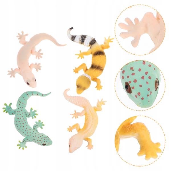 4 REALISTIC PLASTIC GECKO FIGURINES FOR LEARNING AND PLAY
