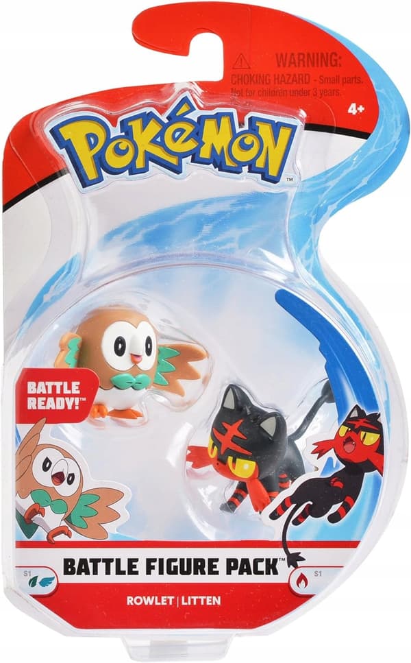 Pokémon Battle Figure Pack – 5 cm Mini Figures: Rowlet, Litten