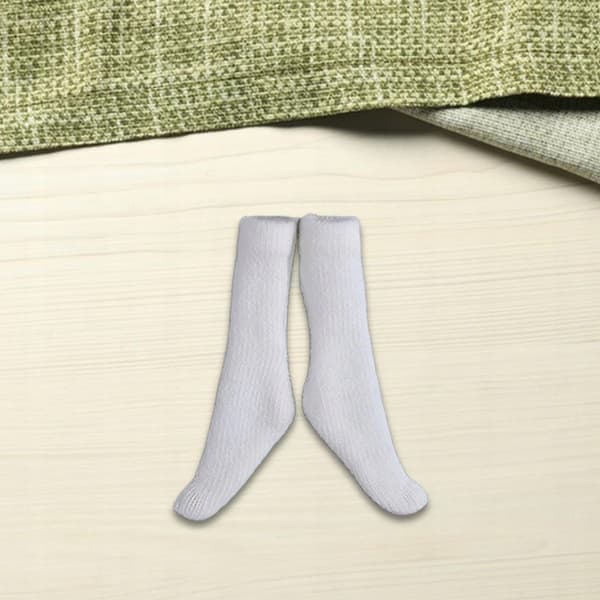 Miniature socks for 1/12 scale action figures, a doll accessory, retro white