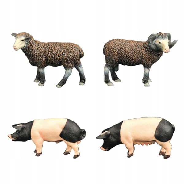 4 x Realistic sheep and pig figurines, Animal figurines, Easter eggs, Cake