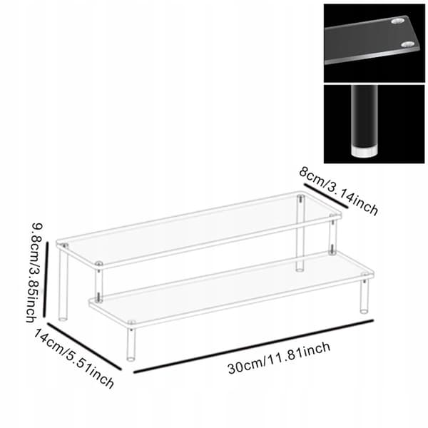 Acrylic Display Shelf – Riser Doll Clay Figurine Display – 2-Tier Wedding Tray