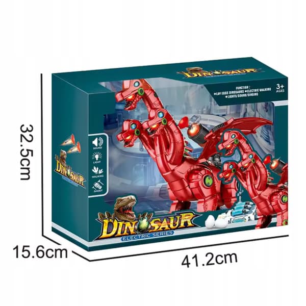 Three-Headed Dinosaur Laying Eggs, Rocket Launch, Light and Sound Effects