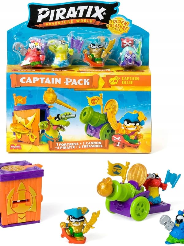 PIRATE SET WITH FIGURINES, A FORTRESS, A CANNON, TREASURE AND FLAGS