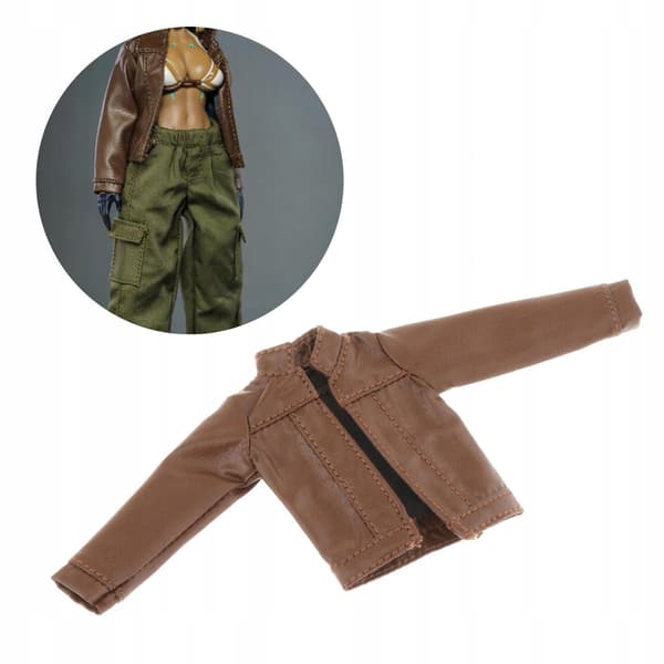 Miniature coat: Faux leather soldier’s jacket – Biker Open Front Jacket, coffee