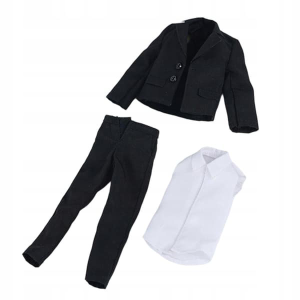 A set of suits with action figures for 1/12-scale miniature figures includes a white one