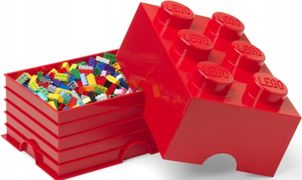 LEGO 6-Brick Container, 2x3 Brick Box, Large, RED