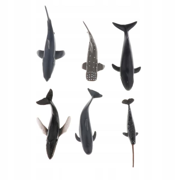 Set of 6 plastic Lifelike Sea Animals Figures – Mini Whale Simulation