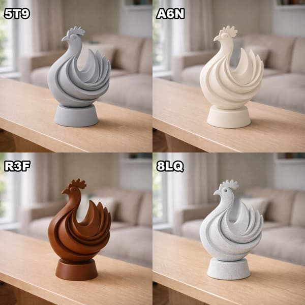 DECORATIVE ROOSTER FIGURINE ON A BASE FOR THE HOME – MANY COLOURS