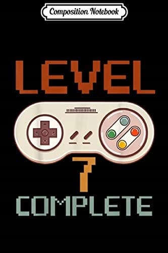Composition Notebook: Vintage 80s Gamer 7th Wedding Anniversary Level 7 Com
