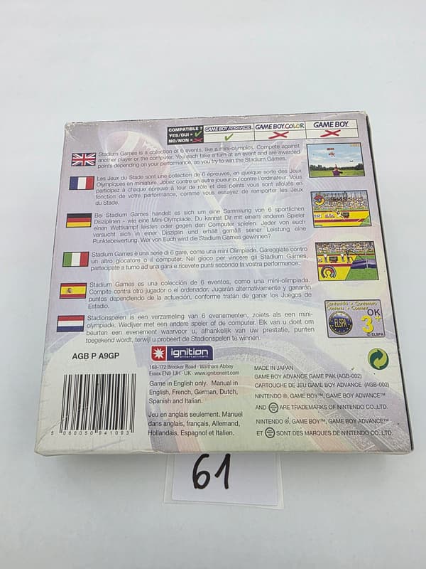 GAME BOY ADVANCE STADIUM GAMES – ORIGINAL CARDBOARD BOX