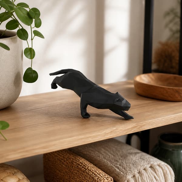 LOW-POLY PANTHER FIGURINE – GEOMETRIC DECORATION – MANY COLOURS