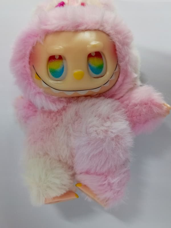 LABU-BI multi-coloured pink-toned keyring soft toy