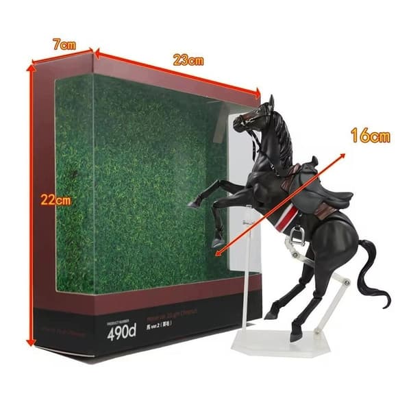Pony Figurine – Action Figure Style, Poseable, Home Decor – Black