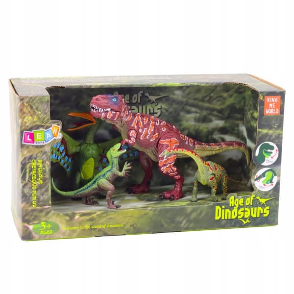 Set of 4 Movable-Legged Dinosaur Figures with Opening Maws