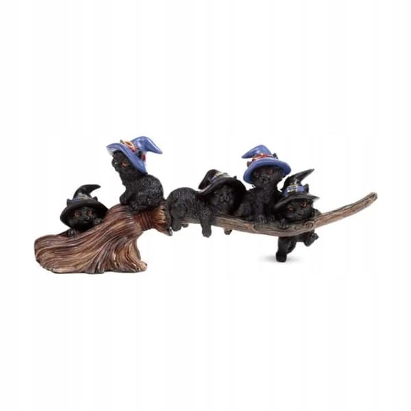 Puckator figurine: Black cat playing on a broomstick