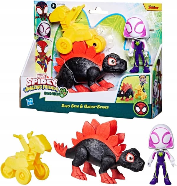 SPIDEY SET: DINO SPIN dinosaur figure + GHOST SPIDER by Hasbro G0125