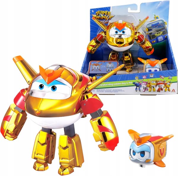 Super Wings EU770441 Golden Boy & Pet Transformable Figure
