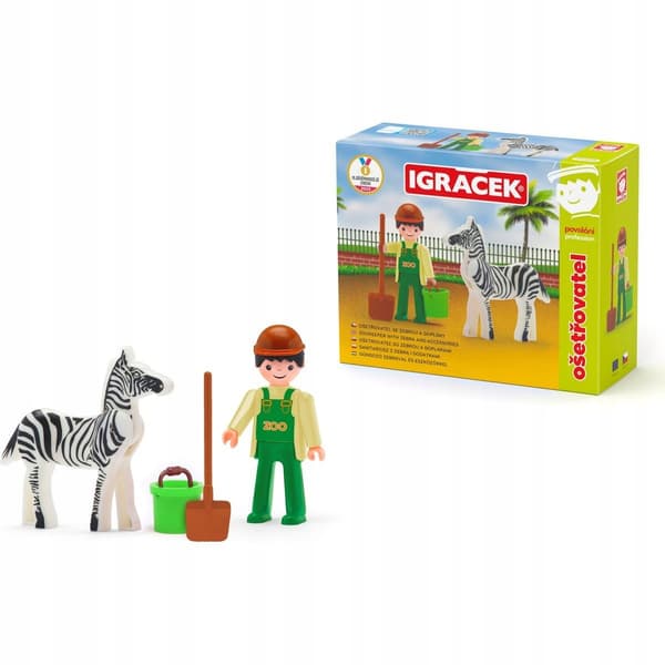 EFKO TOY Set: Nurse – movable figurine with a zebra