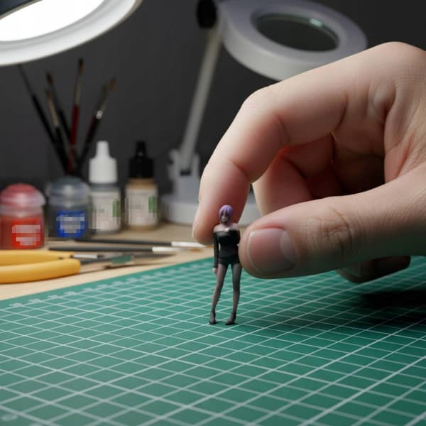 1:64 scale figure. Detailed craftsmanship. Standing female figure. Compact for