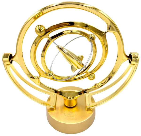 Battery-powered perpetual motion machine with a rocket – golden space rocket – space ornament
