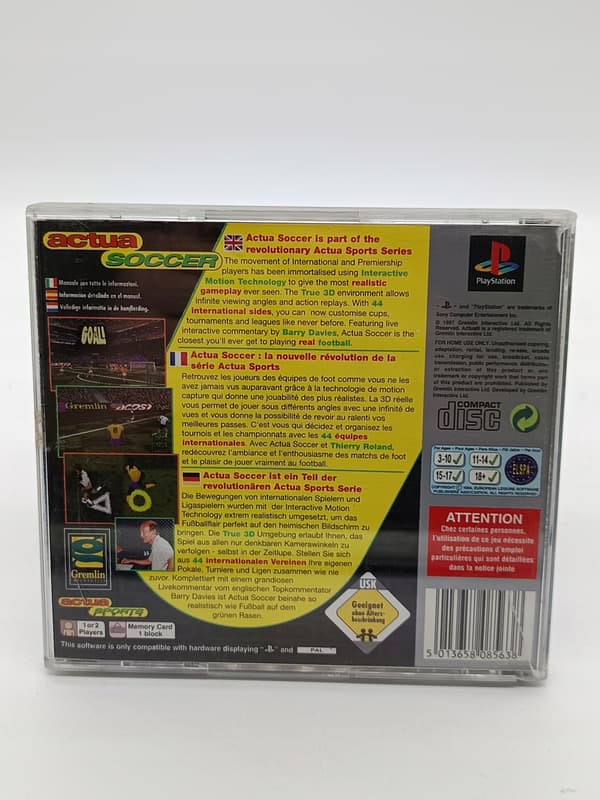 ACTUA SOCCER PlayStation (PSX) – boxed version